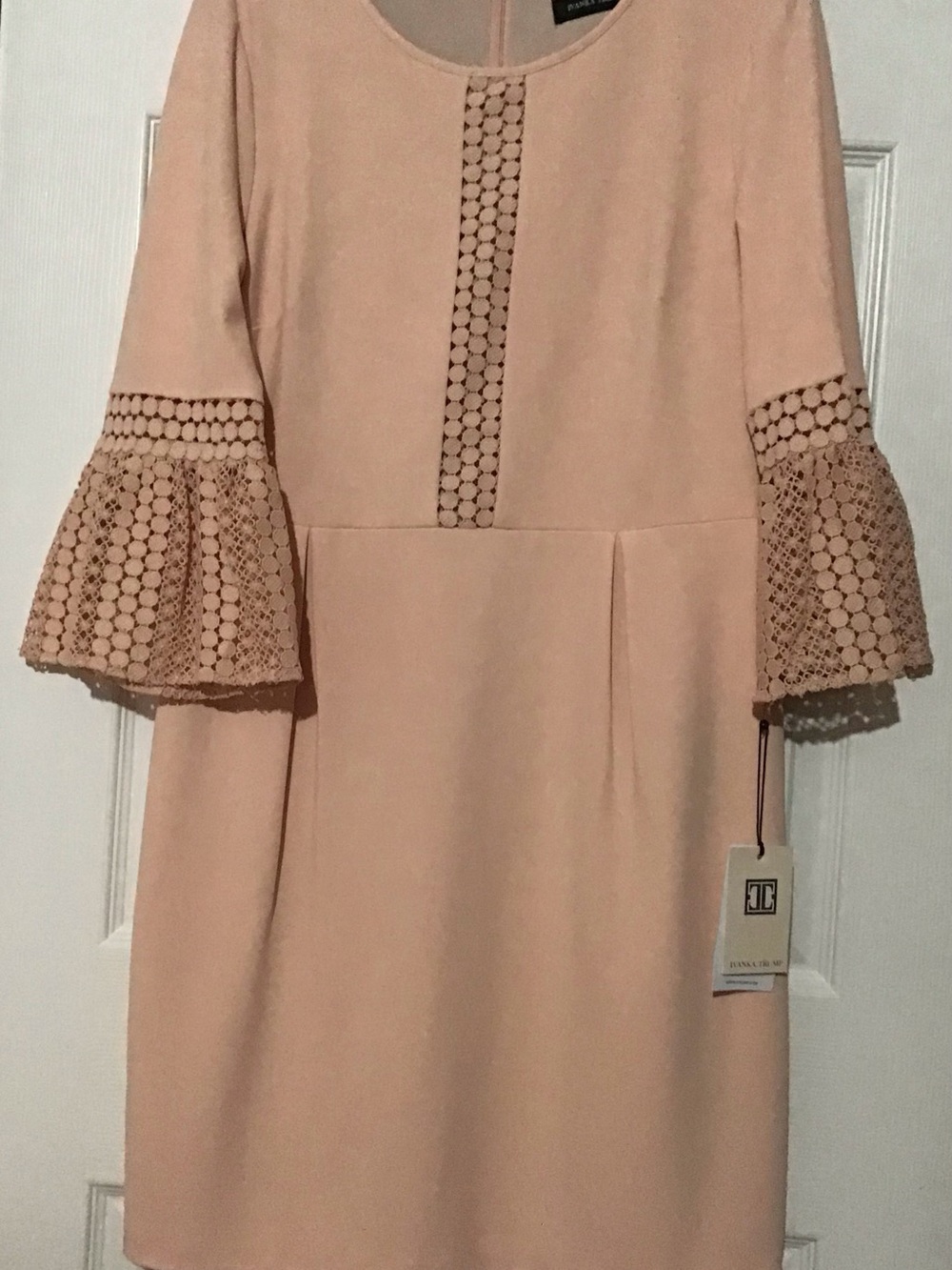NWT Ivanka Trump Blush Lace-Trim Bell Sleeve Shift Dress